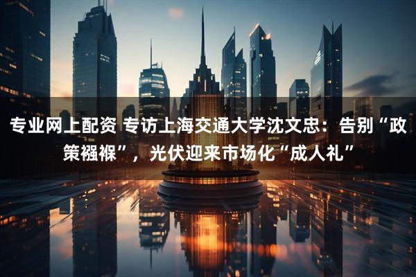专业网上配资 专访上海交通大学沈文忠：告别“政策襁褓”，光伏迎来市场化“成人礼”